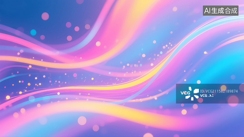 【AI数字艺术】彩色波浪粒子抽象背景图片素材