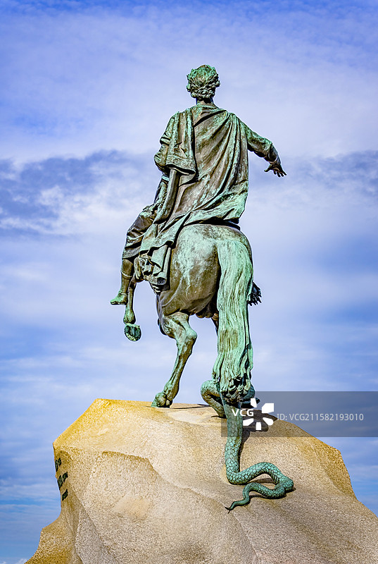 俄罗斯圣彼得堡彼得大帝雕像青铜骑士图片素材