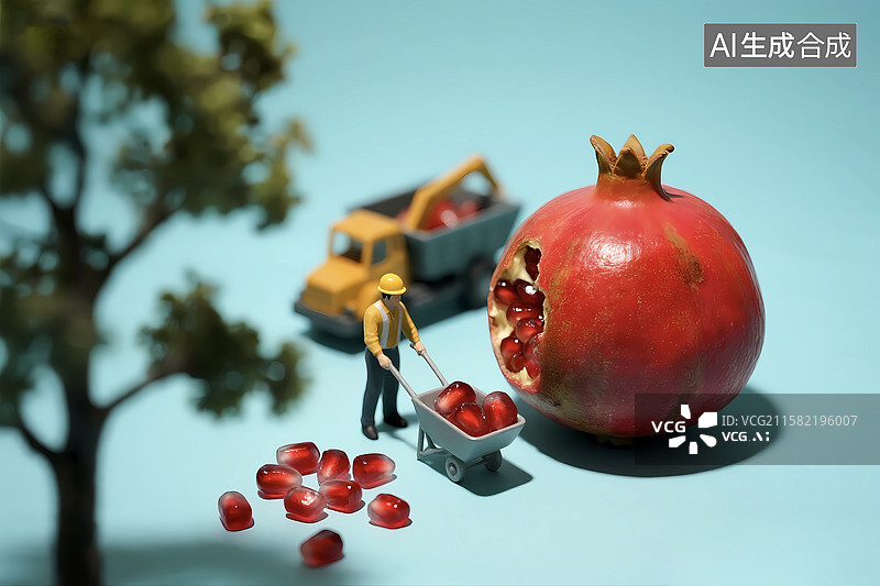 【AI数字艺术】微距秋天霜降石榴丰收场景图片素材