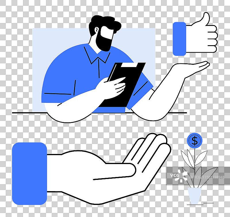 商人用竖起大拇指来评估进展图片素材