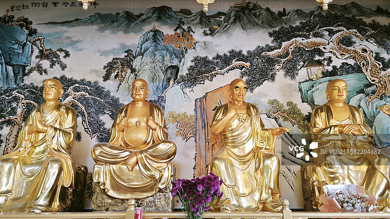 北京密云冶仙塔普照寺三世佛千手观音四大天王金刚十八罗汉地藏弥勒韦陀关公阎王造像及佛传地狱飞天壁画石刻图片素材