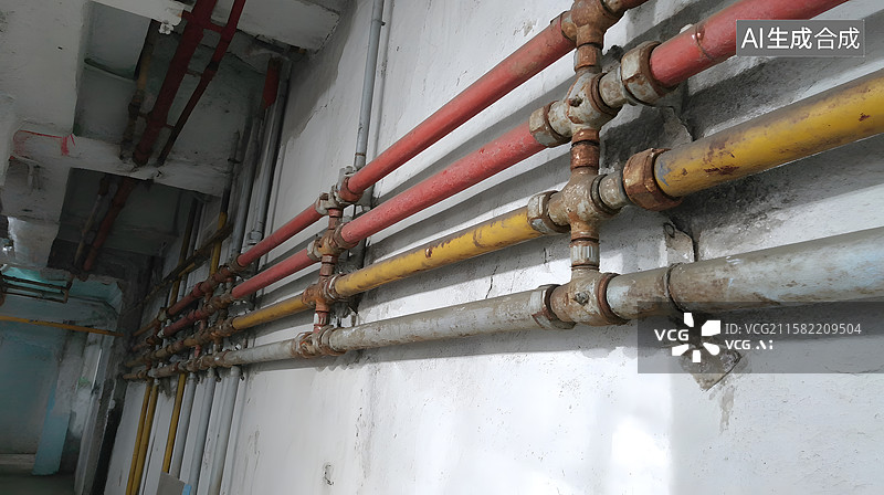 【AI数字艺术】室内管道设施展示图片素材
