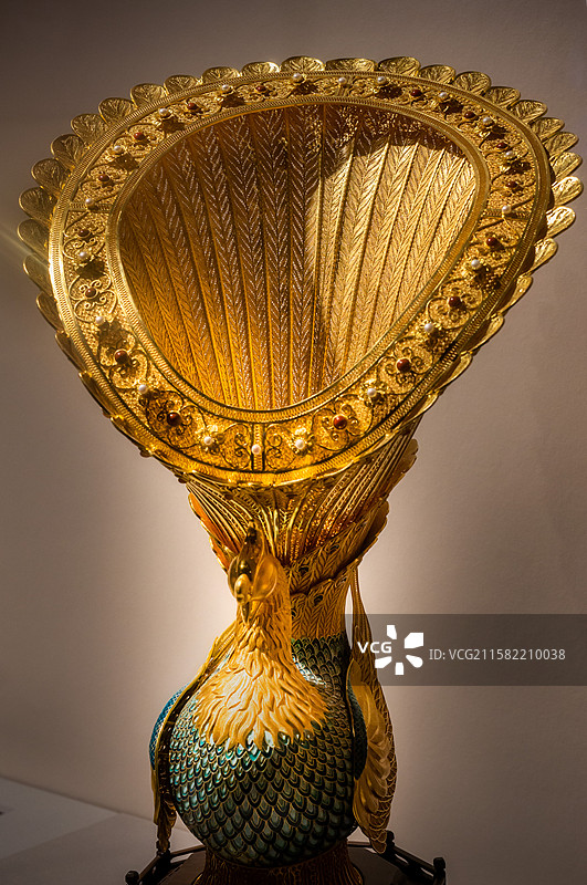中国工艺美术馆藏品——花丝镶嵌制品局部特写图片素材