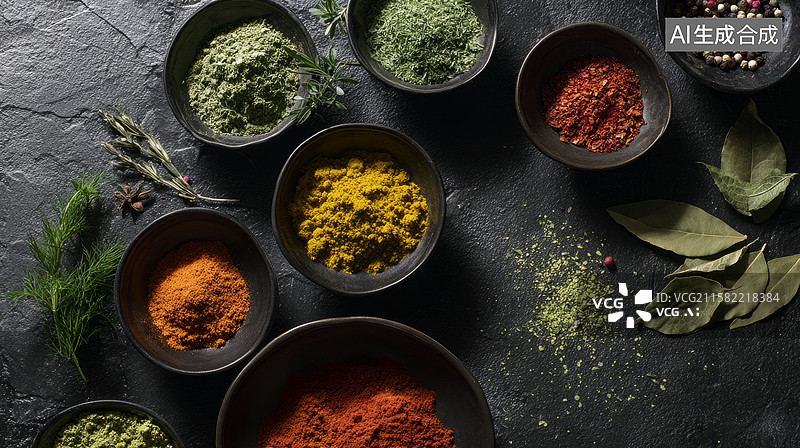 【AI数字艺术】香料和药草分离在白色背景图片素材
