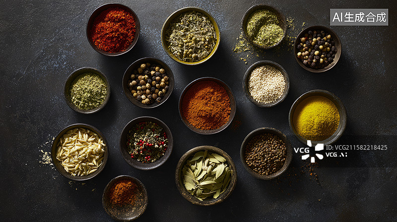 【AI数字艺术】香料和药草分离在白色背景图片素材