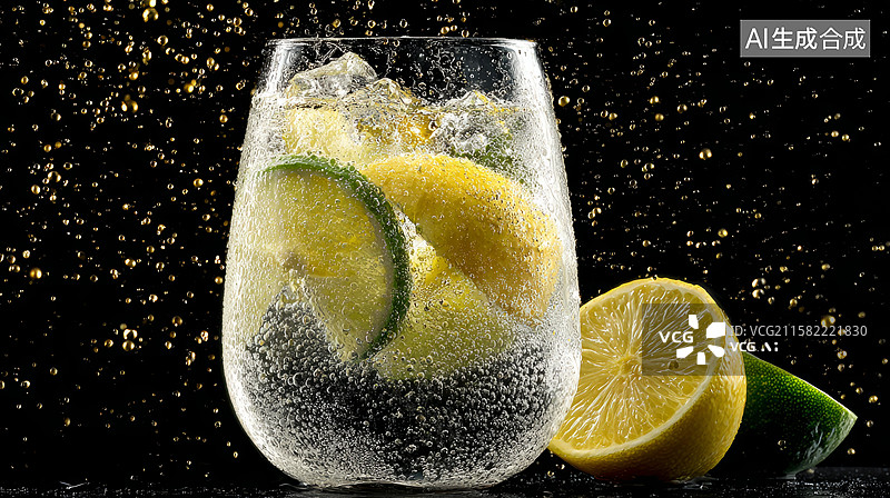 【AI数字艺术】新鲜的自制柠檬水杯图片素材