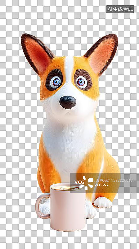 【AI数字艺术】萌犬与萌杯图片素材