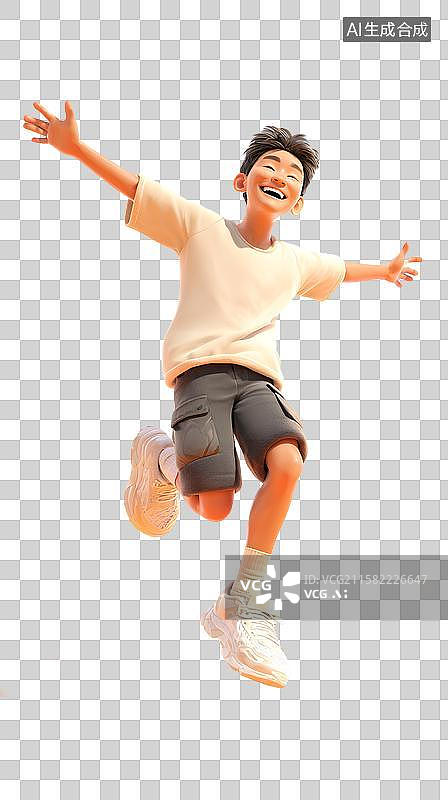 【AI数字艺术】欢乐跳跃少年图片素材