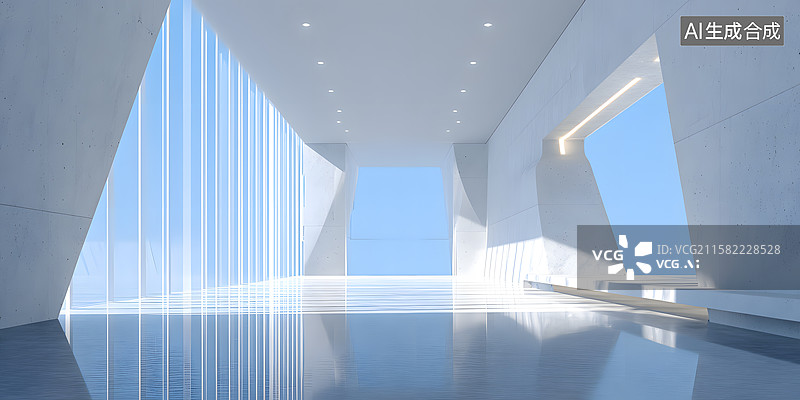 【AI数字艺术】极简光影空间图片素材