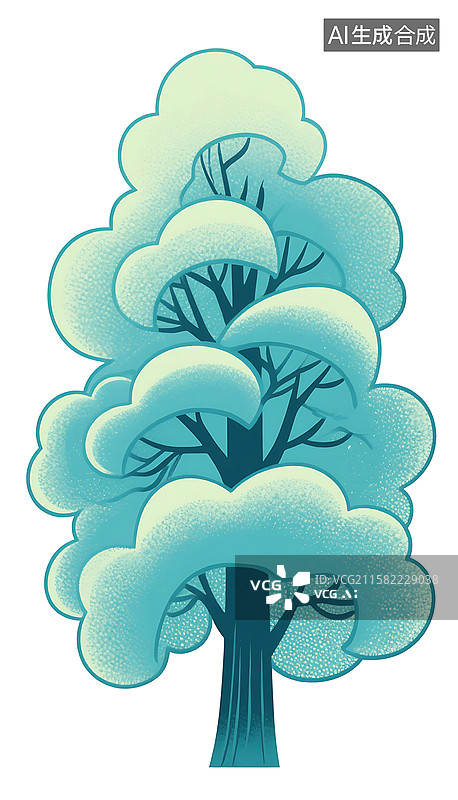 【AI数字艺术】国潮风格大树插画图片素材