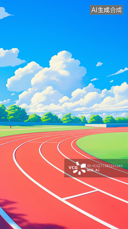 【AI数字艺术】夏日运动主题插画——塑胶跑道图片素材