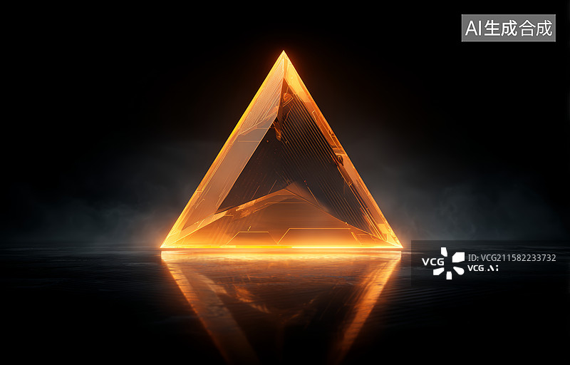【AI数字艺术】金色三角形的光辉图片素材