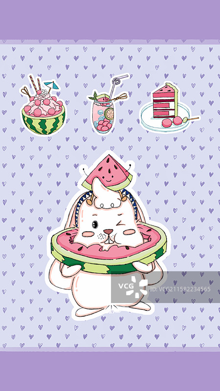 小兔吃西瓜图片素材