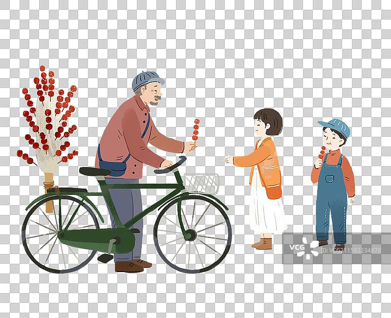 老爷爷卖糖葫芦插画图片素材