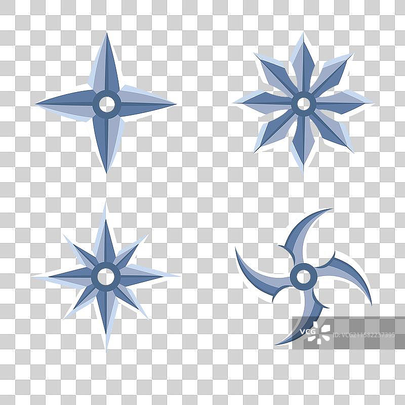 传统忍者星收集，扁平设计图片素材