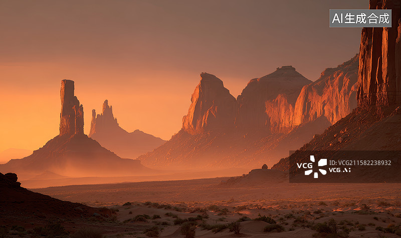 【AI数字艺术】沙漠黄昏奇景图片素材