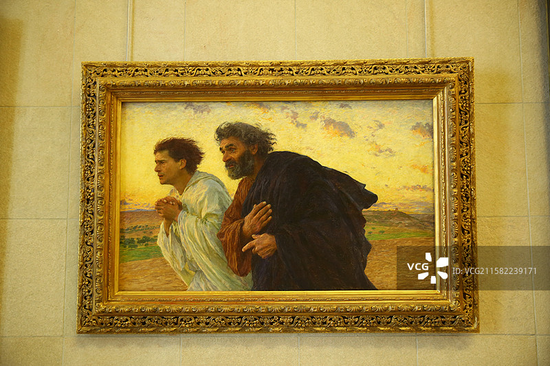 法国巴黎奥赛博物馆展品：欧仁·本南德《复活节早晨，彼得和约翰跑向坟墓的门徒》图片素材