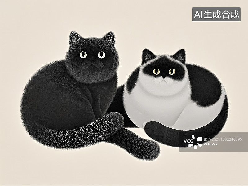 【AI数字艺术】精细猫咪插画图片素材
