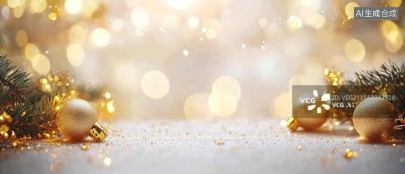 【AI数字艺术】金饰球闪耀节日装饰场景图片素材
