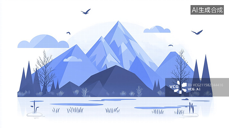 【AI数字艺术】美丽的雪山自然风光图片素材