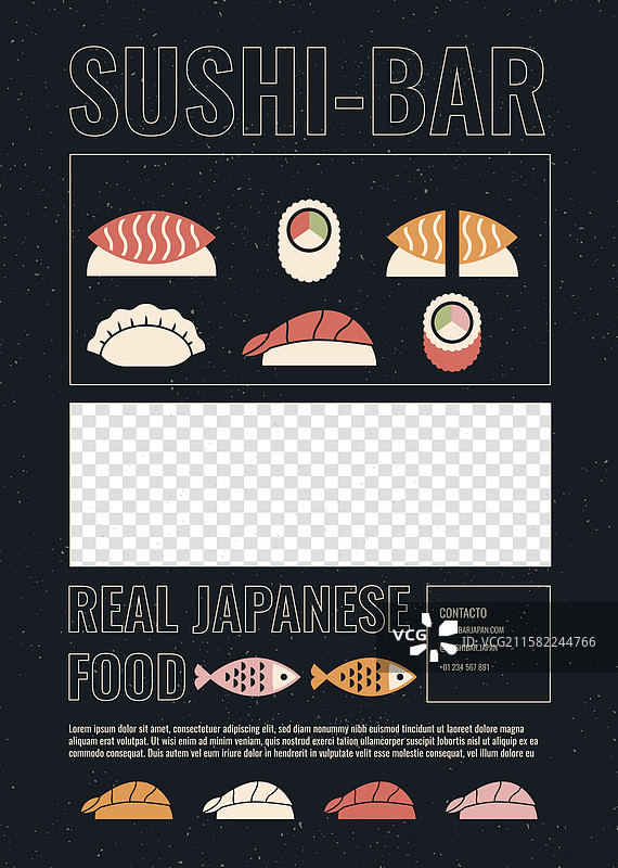 平面日本餐厅竖版海报模板图片素材