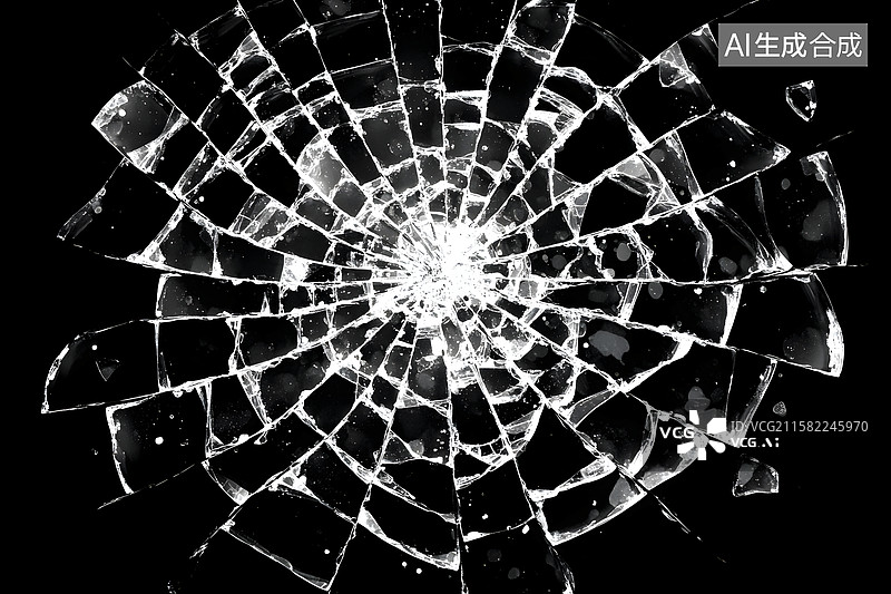 【AI数字艺术】破裂玻璃碎片特写图片素材