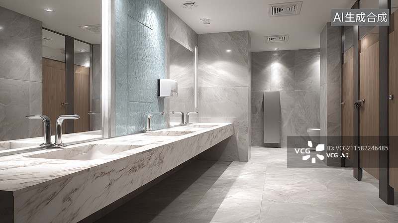 【AI数字艺术】现代公共卫生间内部设计图片素材
