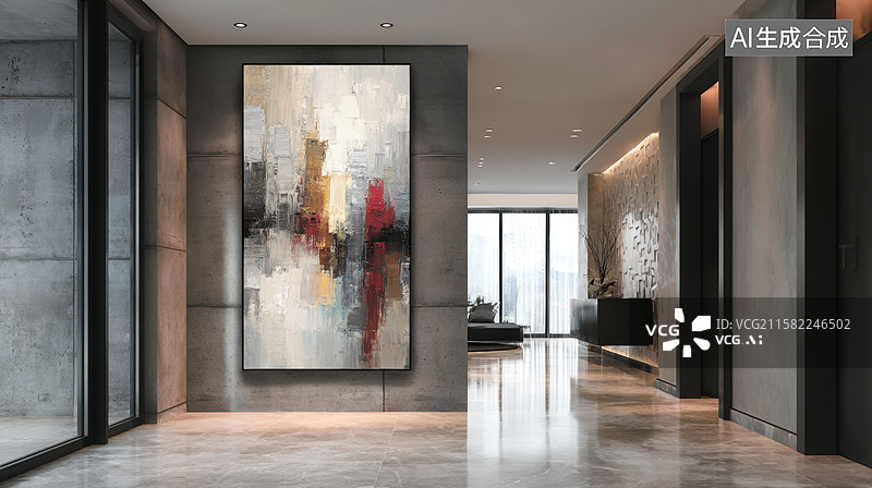 【AI数字艺术】现代客厅抽象画装饰图片素材
