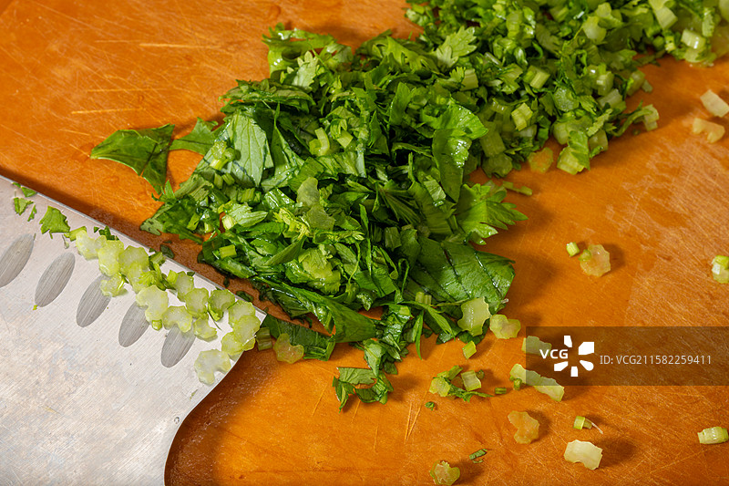 切碎的香菜和葱图片素材