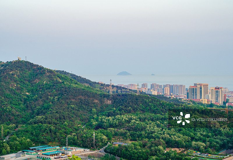 青岛浮山香苑城市边青山绿树景观图片素材