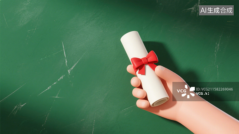 【AI数字艺术】3D三维高考手拿毕业证录取通知书金榜题名考生加油图片素材