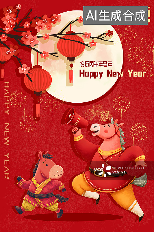 【AI数字艺术】马年新年海报图片素材