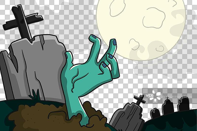 万圣节背景，手从地面伸出图片素材