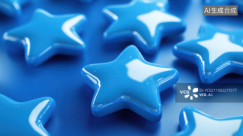 【AI数字艺术】蓝色星星形状物体的特写图片素材