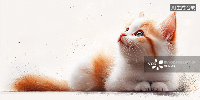 【AI数字艺术】可爱躺卧的橙白相间小猫图片素材