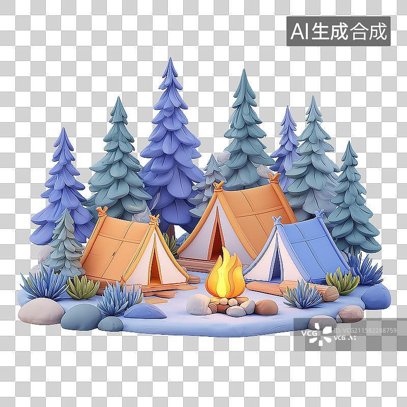 【AI数字艺术】户外露营篝火晚会图片素材