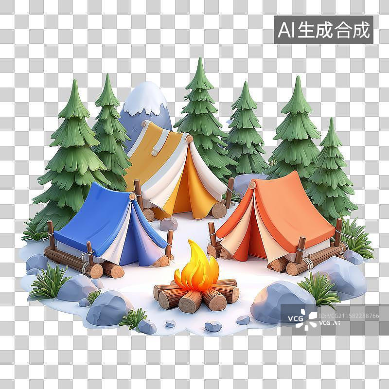 【AI数字艺术】户外露营篝火晚会图片素材