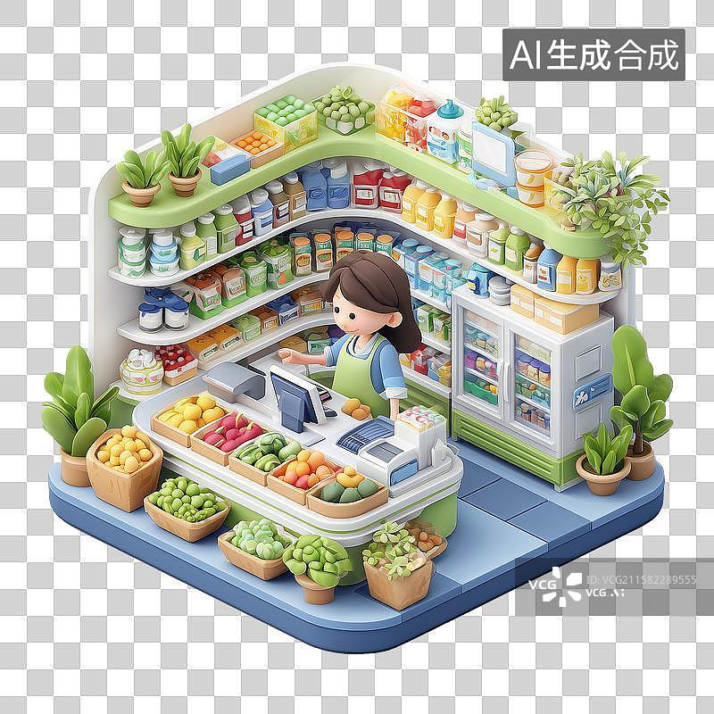 【AI数字艺术】有机蔬菜超市图片素材