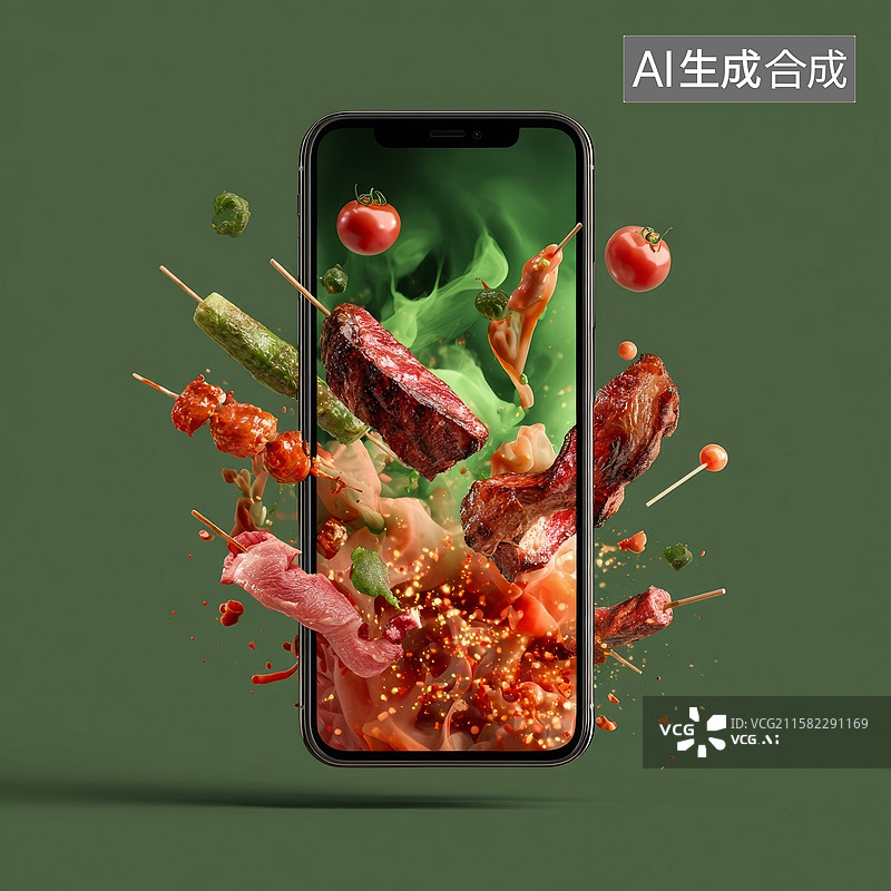 【AI数字艺术】电商外卖手机点单图片素材