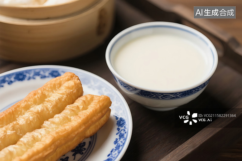 【AI数字艺术】中式早餐，豆浆配油条图片素材