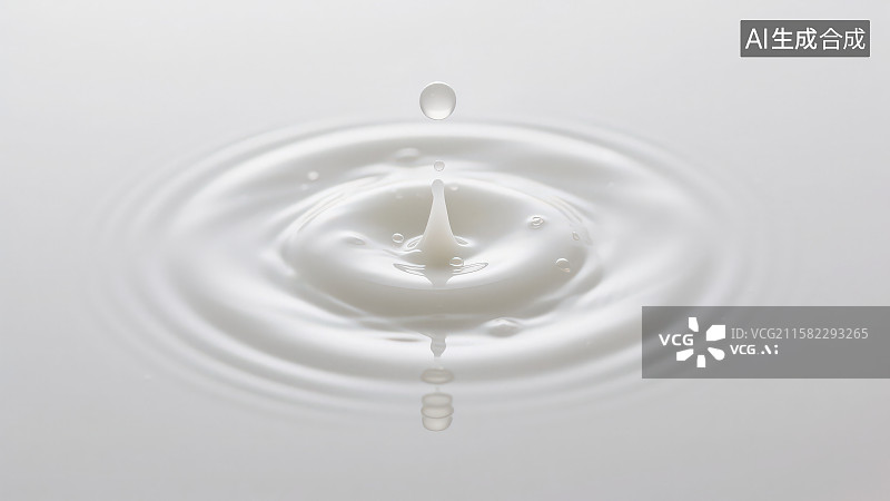 【AI数字艺术】牛奶滴落形成的水波纹微距特写图片素材