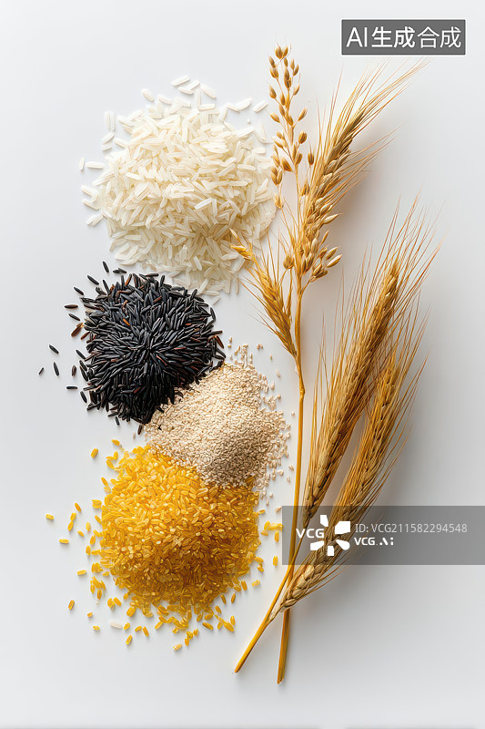 【AI数字艺术】多种谷物麦穗健康食材静物图图片素材