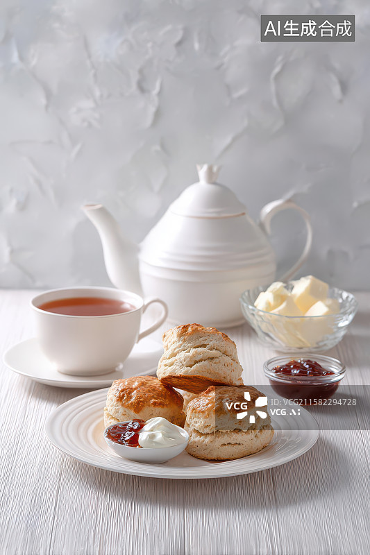 【AI数字艺术】英式下午茶餐具美食摆拍图图片素材