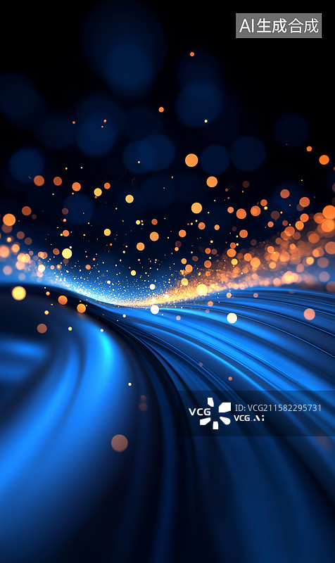【AI数字艺术】蓝色光波中的未来科技图片素材
