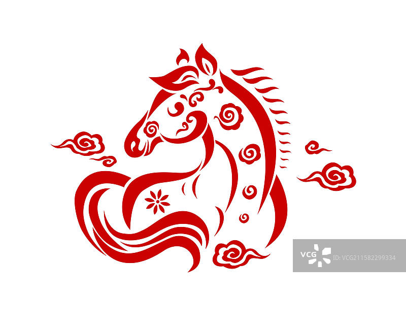 矢量马年剪纸风插画图形图片素材