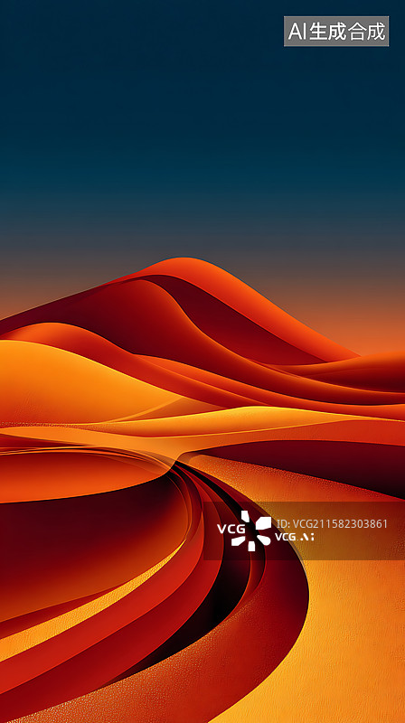 【AI数字艺术】抽象风格的橙红色沙漠沙丘图片素材