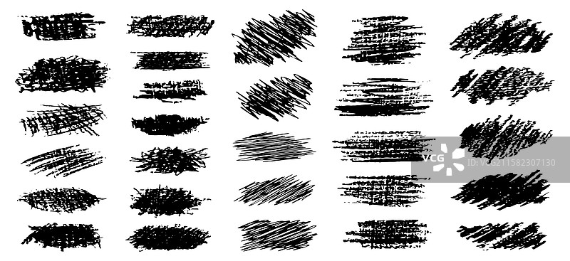 一组黑色油漆墨水刷笔笔触图片素材