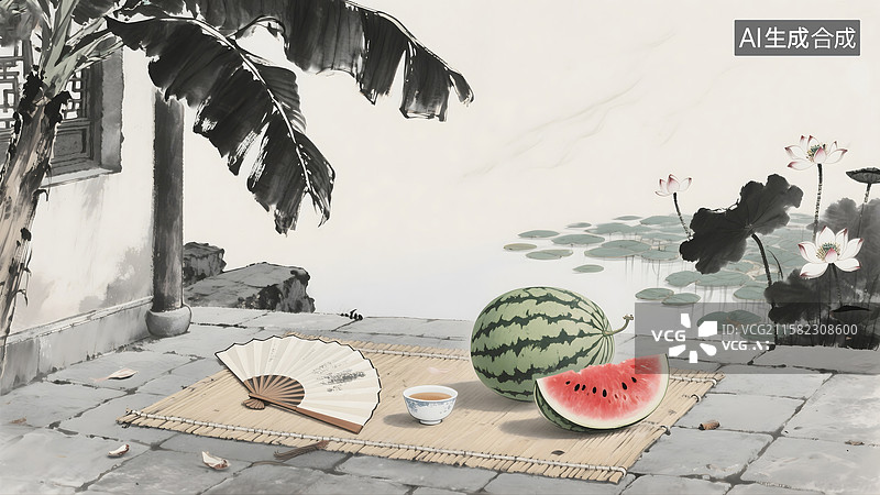 【AI数字艺术】小暑节气插画图片素材