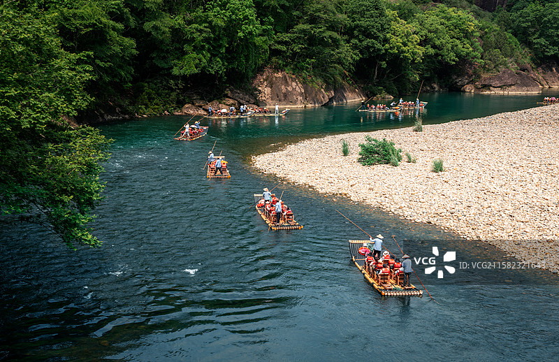 福建武夷山竹筏漂流图片素材