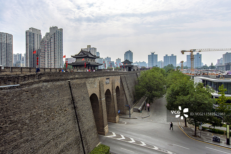 西安明城墙景观图片素材